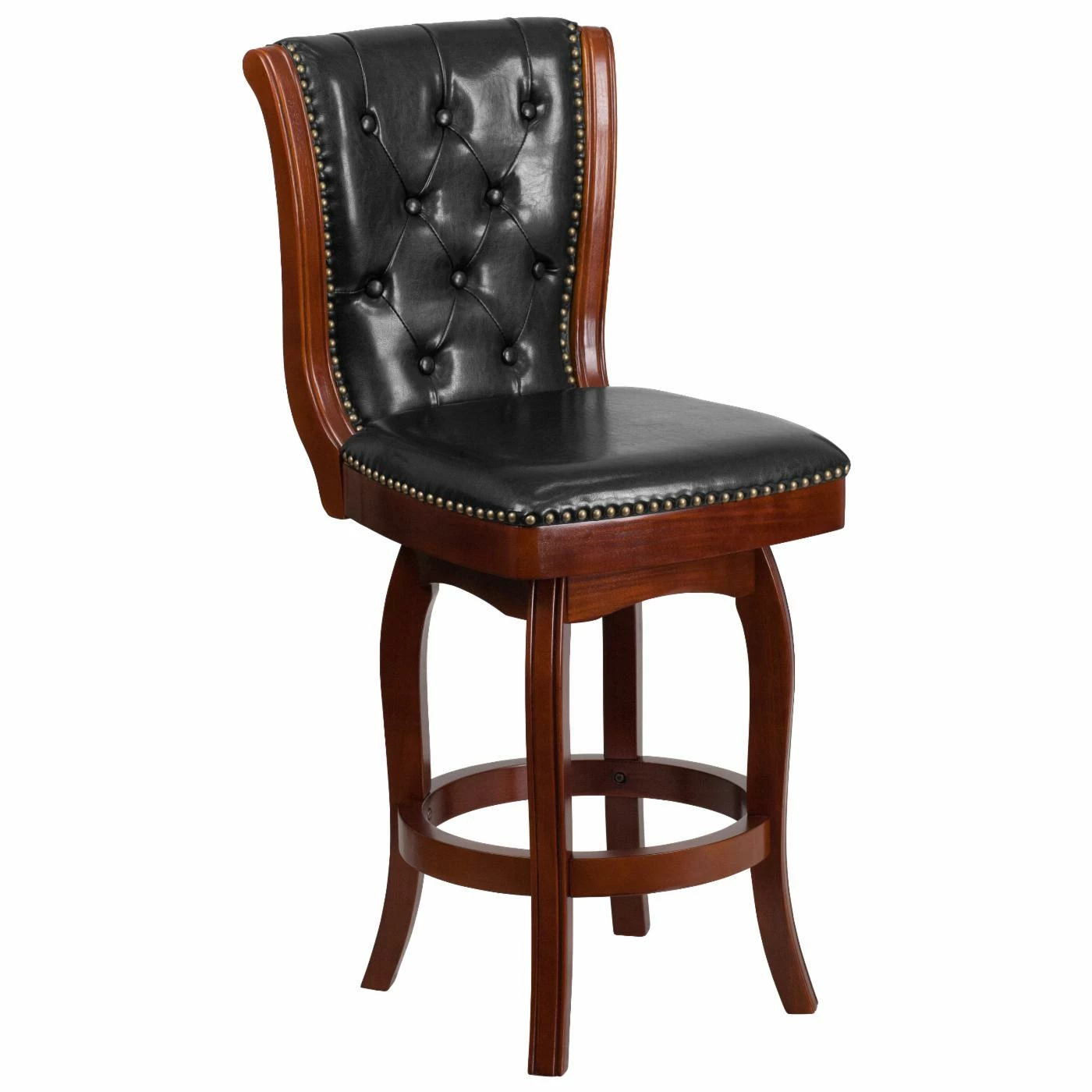 Best deal β¨ Counter Height Stools Flash Furniture 26 In. Cherry Counter Height Stool With Black Leather Swivel Seat π