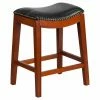 Best deal 🛒 Counter Height Stools Flash Furniture 26 In. Backless Wood Counter Height Stool With Black Leather Saddle Seat 💯