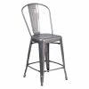 New ❤️ Counter Height Stools Flash Furniture 24 In. Clear 🧥 Coated Indoor Counter Stool With Back ⌛