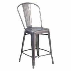 New ❤️ Counter Height Stools Flash Furniture 24 In. Clear 🧥 Coated Indoor Counter Stool With Back ⌛