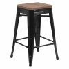 Hot Sale ⭐ Counter Height Stools Flash Furniture Metal Backless 24 In. Wooden Seat Counter Stool 🎉