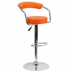 Deals 🔔 Counter Height Stools Flash Furniture Contemporary Adjustable Vinyl Bar Stool With Chrome Arms & Base 💯