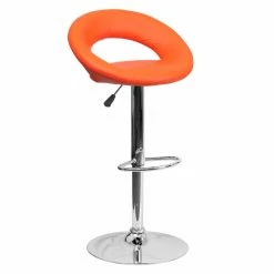 Discount π Counter Height Stools Flash Furniture Contemporary Round-Orbit Design Adjustable Bar Stool With Chrome Base π