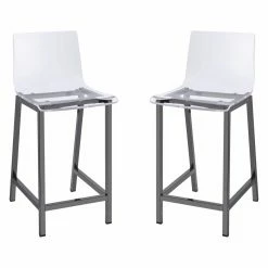 Promo 🛒 Counter Height Stools Fox Hill Trading 33 In. Acrylic Counter Stool - Set Of 2 ✔️