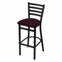 Coupon 🥰 Counter Height Stools Holland Bar Stool Co Jackie 25 In. Ladder Back Counter Stool With Faux Leather Seat - Black Wrinkle 🔥