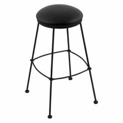 Best deal 🧨 Counter Height Stools Holland Bar Stool Co 25 In. Metal Stationary Counter Stool With Faux Leather Seat - Black Wrinkle 🤩