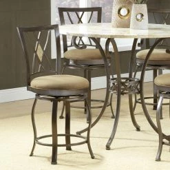 Outlet ⌛ Hillsdale Furniture Counter Height Stools Hillsdale Brookside 24 In. Diamond Fossil Back Swivel Counter Stool - Brown Powder 🧥 Coat 👏