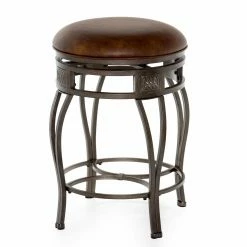 Cheap 🤩 Hillsdale Furniture Counter Height Stools Hillsdale Montello 26-in. Backless Swivel Counter Stool - Old Steel 🌟