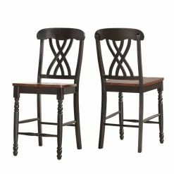 Best Pirce ⭐ Counter Height Stools Weston Home Ohana Counter Height Chair - Black & Oak - Set Of 2 🥰