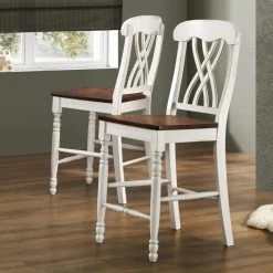 Outlet ⭐ Counter Height Stools HumbleNest Homestead Two Tone Counter Height Chair - Antique White & Cherry - Set Of 2 ⌛