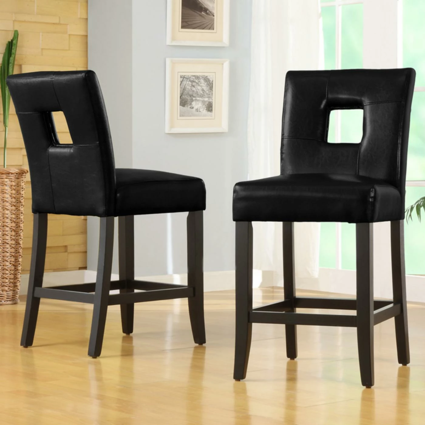 Best Pirce π₯° Counter Height Stools Chelsea Lane Archstone Counter Stool Keyhole - Black - Set Of 2 π₯