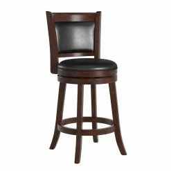 Buy ❤️ Counter Height Stools Weston Home Bancroft 24 In. Swivel Cushion Back Stool With Faux Leather Cushion - Cherry 🔥