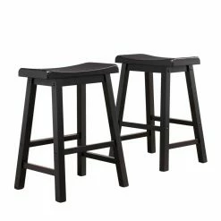 Outlet 😉 Counter Height Stools Weston Home 24 In. Saddle Back Stool - Black Sand- Set Of 2 🎁