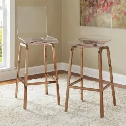 Promo 👏 Counter Height Stools Chelsea Lane Acrylic 28 In. Bar Stool - Set Of 2 🧨