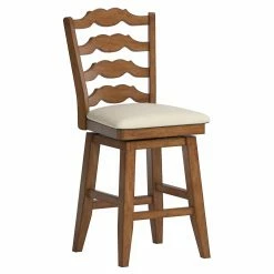 Discount 🤩 Counter Height Stools HumbleNest Homestead French Ladder Back 25.8 In. Counter Height Swivel Stool ✔️
