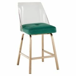 Buy ✔️ Counter Height Stools Weston Home Vanda Velvet And Acrylic 24 In. Swivel Counter Stool - Set Of 2 🧨