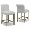 Outlet 😉 Counter Height Stools Glamour Home Aleen 24 In. Fabric Counter Stool With Roll Back Design And Tufted Buttons - Set Of 2 🔔