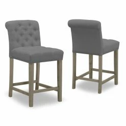 Discount ✨ Counter Height Stools Glamour Home Aleen 24 In. Upholstered Tufted Counter Stool - Set Of 2 🎉