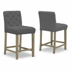 Discount 💯 Counter Height Stools Glamour Home Alee Grey Tufted 24 In. Counter Stool - Set Of 2 🎉