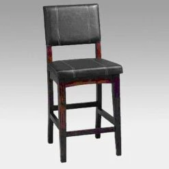 Promo 🌟 Counter Height Stools Linon Milano 24 In. Vinyl Counter Stool - Dark Walnut 🛒