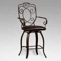 Coupon 🔔 Counter Height Stools Linon Crested Back 24 In. Swivel Counter Stool With Arms 🔥