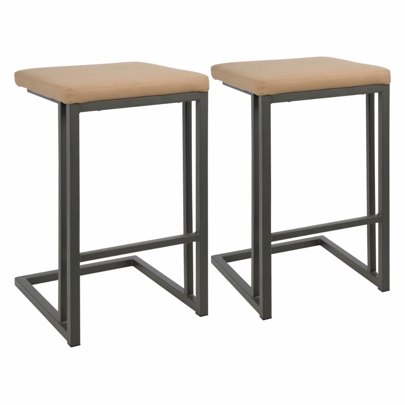 Budget π Counter Height Stools LumiSource Roman 25.75 In. Faux Leather Counter Stool - Set Of 2 π
