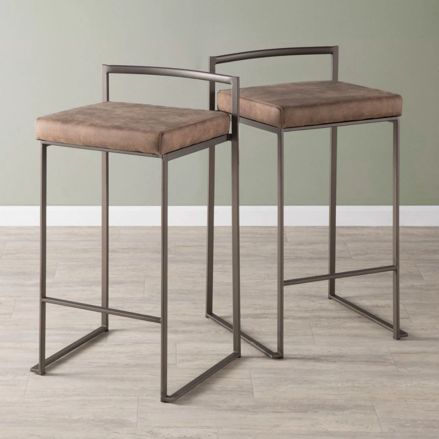 Wholesale π Counter Height Stools LumiSource Fuji 27 In. Stackable Cowboy Fabric Counter Stool - Set Of 2 π₯