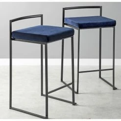 Budget 🔥 Counter Height Stools LumiSource Fuji 27 In. Stackable Velvet Counter Stool - Set Of 2 🛒