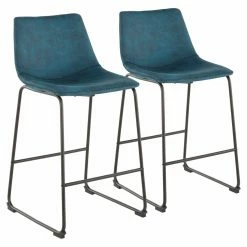 Discount 💯 Counter Height Stools LumiSource Duke 26 In. Upholstered Counter Stool - Set Of 2 ✔️
