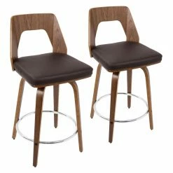 Deals ⌛ Counter Height Stools LumiSource Trilogy 24 In. Keyhole Faux Leather Counter Stool - Set Of 2 ✨