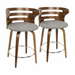 Best Sale 💯 Counter Height Stools LumiSource Cosini 24 In. Mid-Century Modern Counter Stool With Swivel - Set Of 2 🧨