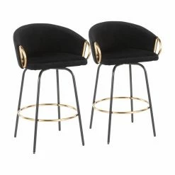 Budget 😉 Counter Height Stools LumiSource Claire 26.25 In. Contemporary/Glam Counter Stool - Set Of 2 🤩