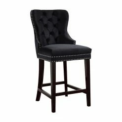 Wholesale ✔️ Counter Height Stools Meridian Furniture Inc Nikki 26 In. Upholstered Counter Stool With Nailhead Trim - Set Of 2 ⭐