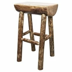 Best Pirce 👍 Counter Height Stools Montana Woodworks Glacier Country 24 In. Half Log Counter Stool 🥰