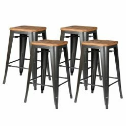 Best Pirce 👍 Counter Height Stools New Pacific Direct Inc Metropolis 26 In. Backless Counter Stool With Wood Seat - Set Of 4 ⭐