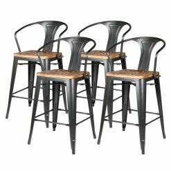 New 🎉 Counter Height Stools New Pacific Direct Inc Metropolis 26 In. Wood Seat Counter Stool With Arms - Set Of 4 ⌛