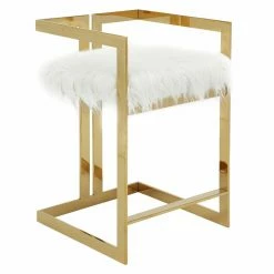 New 👍 Counter Height Stools Pangea Home Kenzie Counter Stool Faux Fur 🎉