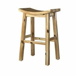 Brand new 😀 Counter Height Stools Powell Dale 30 In. Backless Saddle Counter Stool - Multicolor Natural Acacia Wood ⭐