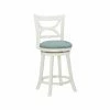 Best deal 🤩 Counter Height Stools Powell Sawyer 24 In. Upholstered Counter Stool - Cream With Sky Blue Fabric ❤️