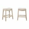 Cheap 🧨 Counter Height Stools Roundhill Furniture Maroni Upholstered Saddle Counter Stool With Nailhead Trim - Set Of 2 🎁