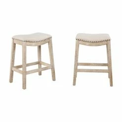 Cheap 🧨 Counter Height Stools Roundhill Furniture Maroni Upholstered Saddle Counter Stool With Nailhead Trim - Set Of 2 🎁