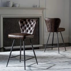 Best Sale 🎁 Counter Height Stools Safavieh Ashby 25.9 In. Leather Tufted Swivel Counter Stool - Set Of 2 ✔️