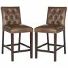 Budget ❤️ Counter Height Stools Safavieh Norah 27.5 In. Leather Counter Stool - Set Of 2 ✨