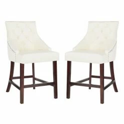 Discount 🎉 Counter Height Stools Safavieh Eleni 26 In. Tufted Wing Back Counter Stool - Set Of 2 ⭐
