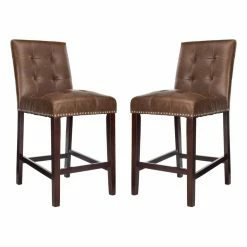 Best Pirce 🔔 Counter Height Stools Safavieh Nikita Leather 26 In. Counter Stool - Set Of 2 🛒