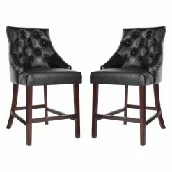 Buy 🥰 Counter Height Stools Safavieh Eleni Tufted Wing Back Faux Leather 26 In. Counter Stool - Set Of 2 ❤️
