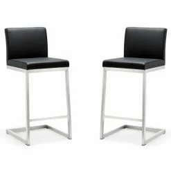 Promo 😍 Counter Height Stools TOV Furniture Parma Stainless Steel Counter Stool - Set Of 2 💯