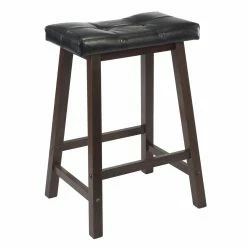 Best Pirce 💯 Counter Height Stools Winsome 24 In. Cushion Saddle Seat Counter Stool With Black Faux Leather 😉