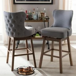 Best Sale ❤️ Counter Height Stools Baxton Studio Gradisca Upholstered Swivel Bar Stool - Set Of 2 🧨