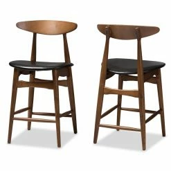 Wholesale ❤️ Counter Height Stools Baxton Studio Flora Mid-Century Modern Faux Leather Upholstered Counter Stool - Set Of 2 👍